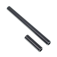 Two black cylindrical objects on a white background