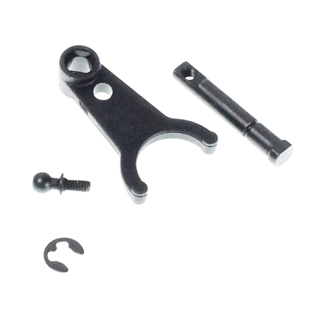 Set of mechanical components on a white background