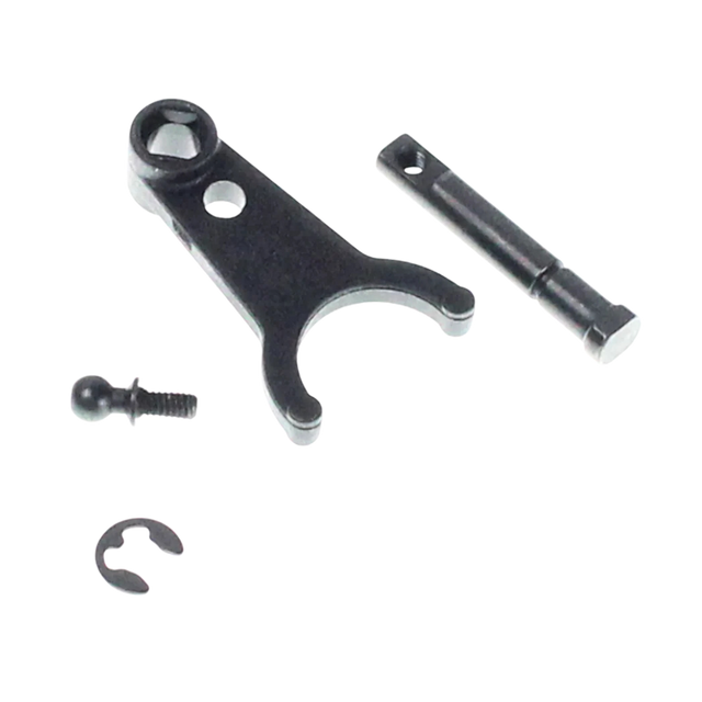 Set of mechanical components on a white background