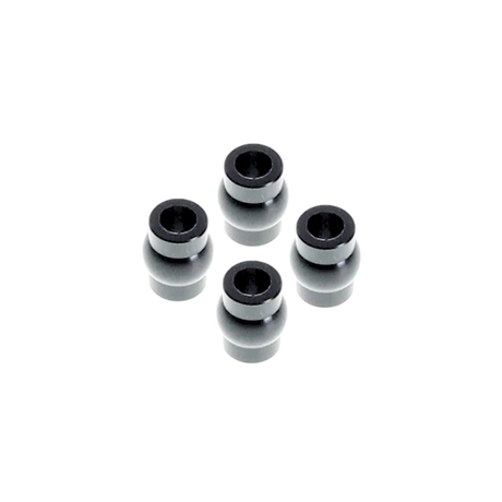Set of four black and silver cylindrical objects on a white background