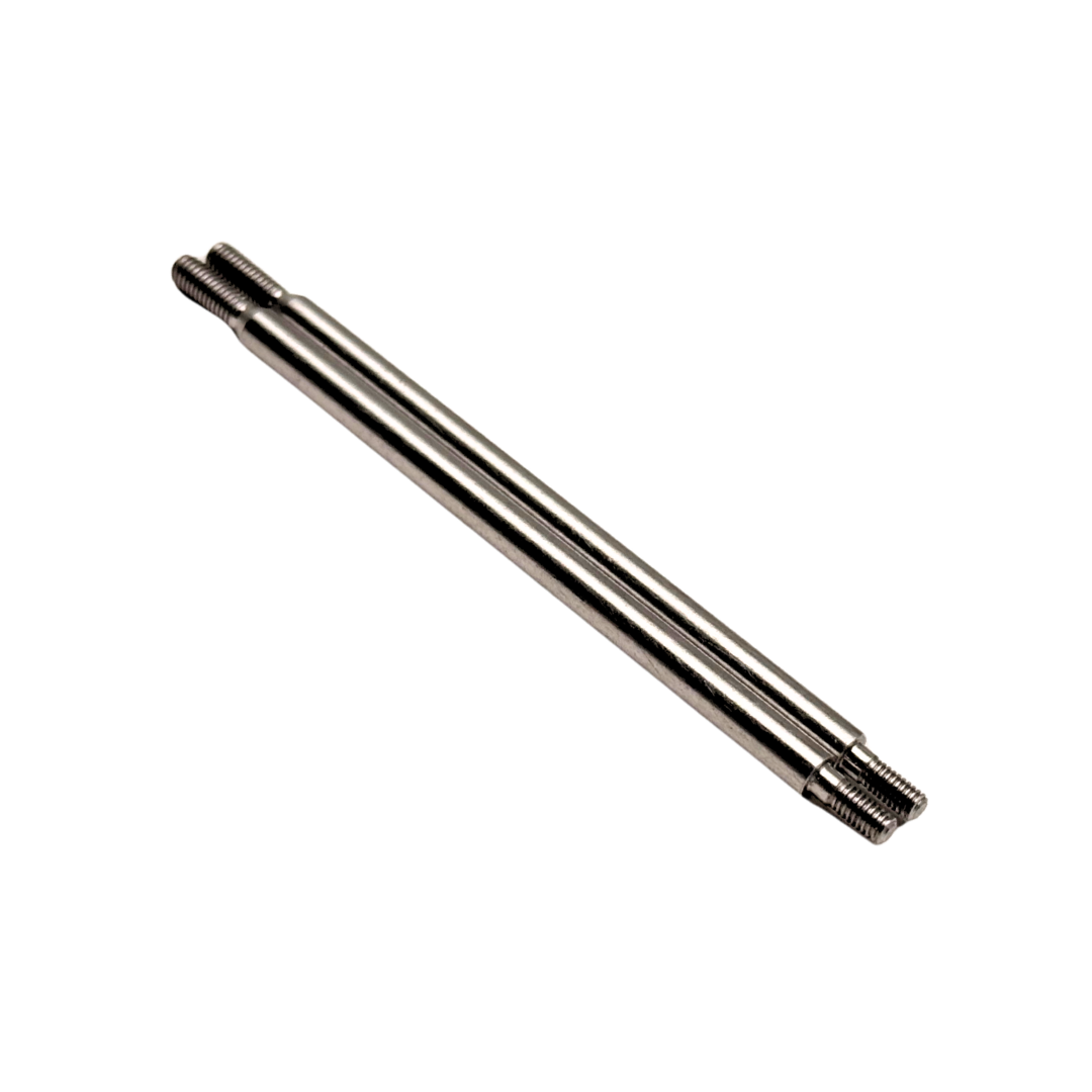 Two metal shafts on a white background
