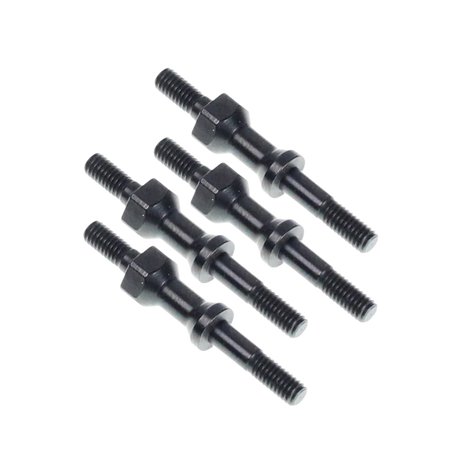 Set of black metal bolts on a white background