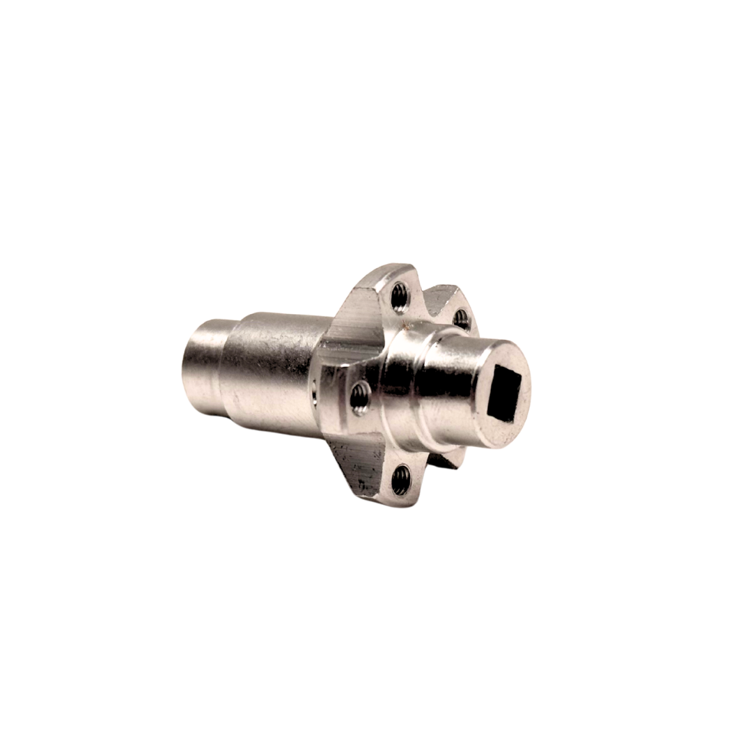 Metal mechanical component on a white background