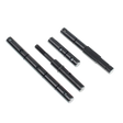 Set of black mechanical components on a white background