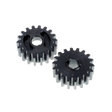 Two black metal gears on a white background