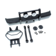 Set of black vehicle bumper components on a white background