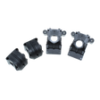 Four black mechanical parts on a white background