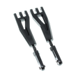 Two black metal tools with a white background