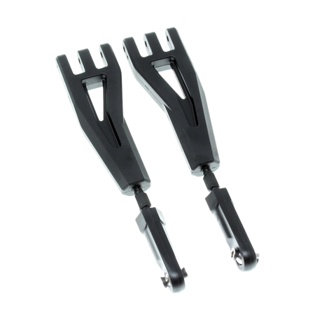 Two black metal tools with a white background