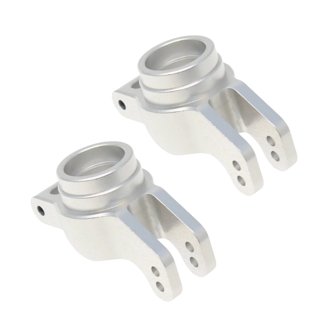Two metallic mechanical components on a white background