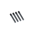 Four black cylindrical objects on a white background