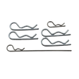 Set of metal spring clips on a white background