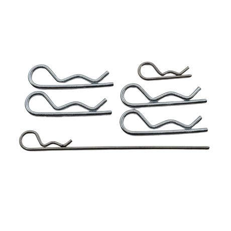 Set of metal spring clips on a white background