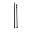 Two black metal rods with spherical ends on a white background