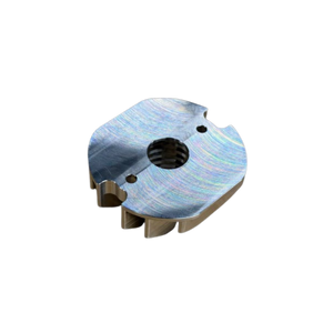 Underside of the RV-Racing RVCH aluminium cooling head showing the flat mounting face and bolt holes