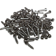 Pile of metal screws on a white background