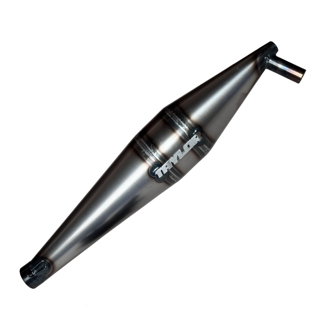 Full length view of Taylor 40-50cc Vesla side exhaust pipe