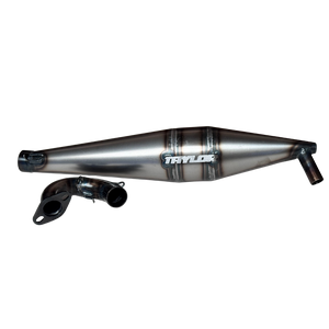 Top view of Taylor 40-50cc Vesla side exhaust pipe with manifold