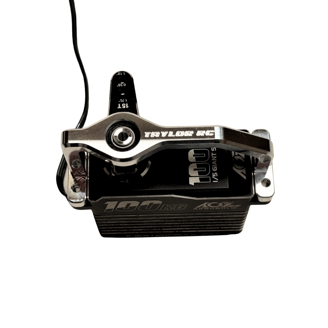 Taylor AGFRC billet servo horn support brace with Taylor RC branded servo horn