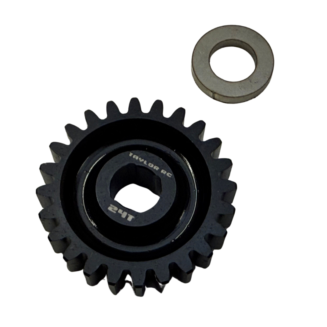 Taylor RC Blackbone pinion gear 24T in black with washer, for Losi 5ive, 5T 2.0 and MCD (for Blackbone bell only)