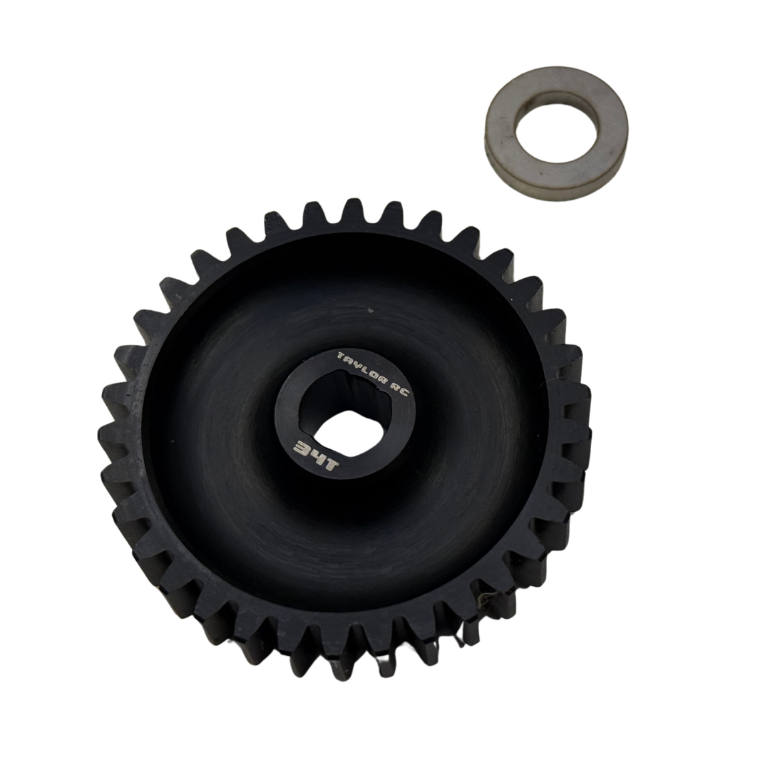 Taylor RC Blackbone pinion gear 34T in black with washer, for Losi 5ive, 5T 2.0 and MCD (for Blackbone bell only)