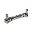 Taylor Losi 5T, 5IVE 2.0 and 5IVE-TG 3.0 billet rear body mount in raw silver, side view, with engraved Taylor logo, threaded holes and two body mount posts