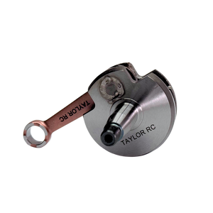 Metallic component with 'Taylor RC' branding on a white background