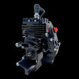 A blacked out TAYLOR 35cc V2 Billet Reed Engine, showcasing its anodized finish and billet parts.