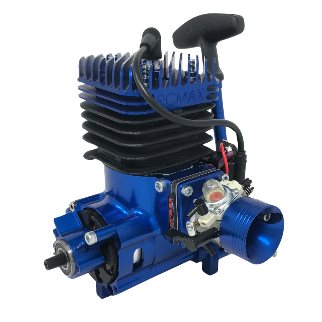 Blue engine with visible branding on a white background
