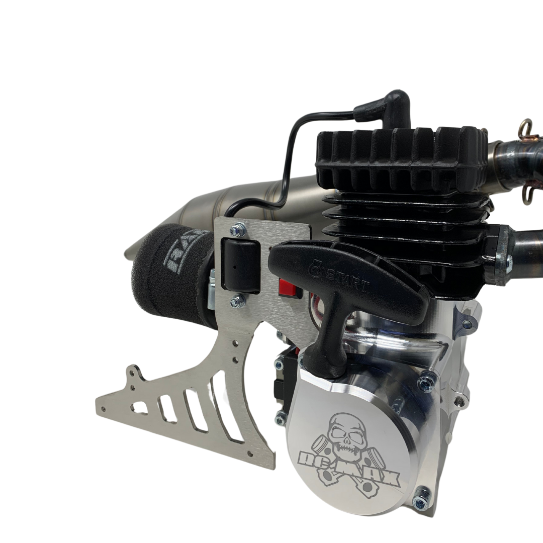 Engine component with visible branding on a white background