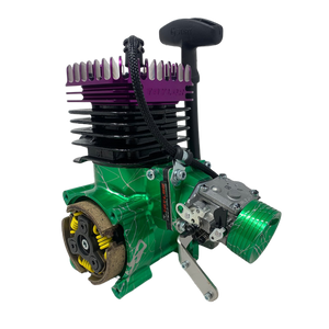 Green and purple engine with visible branding on a white background