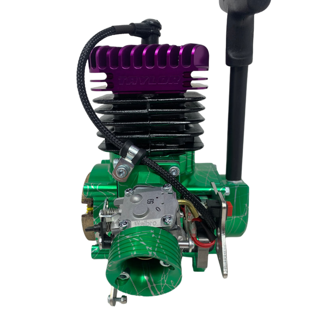 Green and purple engine on a white background