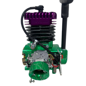 Green and purple engine on a white background
