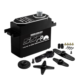 Taylor RC servo motor with additional parts on a white background