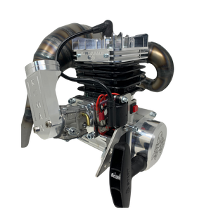 Engine block with visible branding on a white background