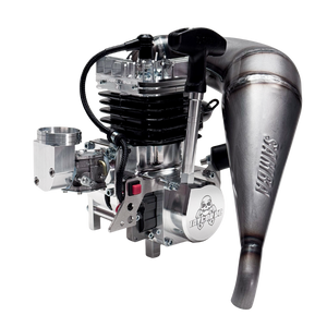 Engine with a prominent exhaust pipe on a white background