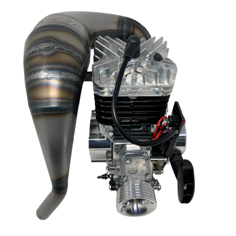 Engine and exhaust system on a white background