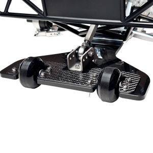 Taylor RC Complete Outlaw V4 Billet Hybrid Slider, close-up of the rear wheelie bar and carbon skid wheels