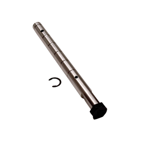Taylor RC HD Baja twin layshaft, angled view showing the hex bolt head end, retaining clip, and machined steps