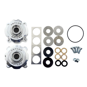 Set of Taylor diff components including two halves, washers, and bolts on a white background