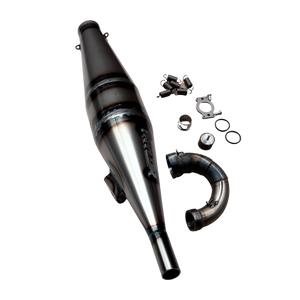 Taylor RC Hybrid Big Block side exhaust pipe with manifold, springs, gasket, O-rings, and mounting hardware