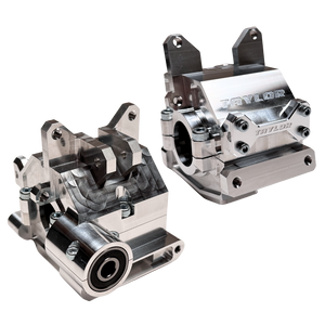Two metal mechanical components with 'Taylor' branding on a white background