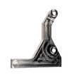 Taylor RC OUTLAW clutch side engine brace in raw silver, front view showing the machined pocketed face and both mounting holes