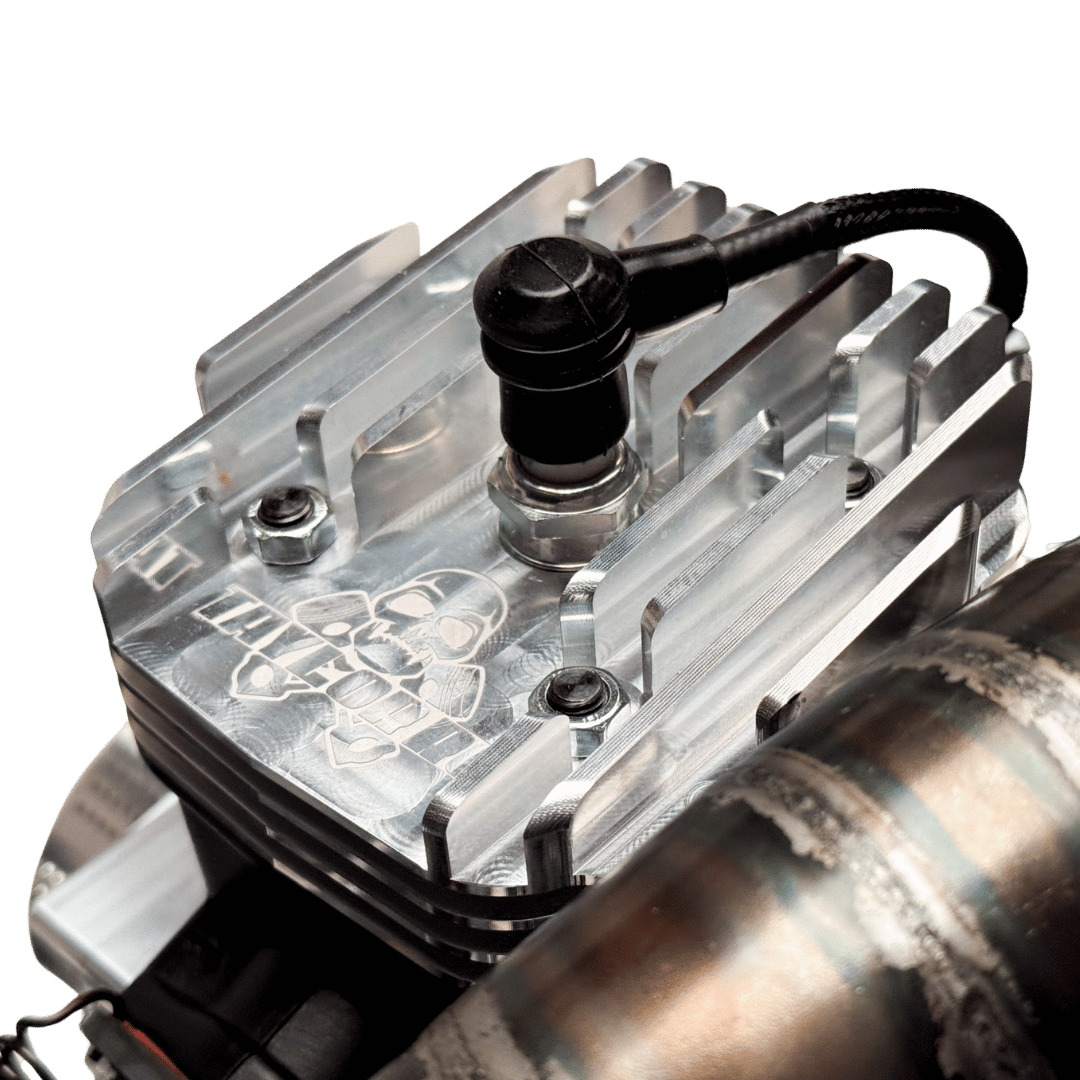 Close-up of a mechanical component with visible branding on a green background