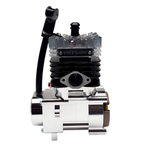 Engine block with visible branding on a white background