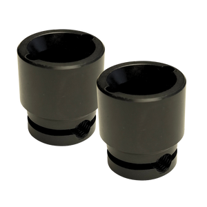 Two black cylindrical socket adapters with internal threading, shown on a plain white background.
