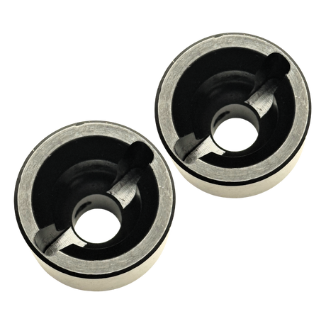 Two circular metal and rubber bushings shown on a plain white background.
