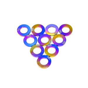 Set of multicolored washers on a white background