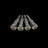 Four metal bolts with tzz logo on a black background