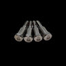 Four metal bolts with tzz logo on a black background